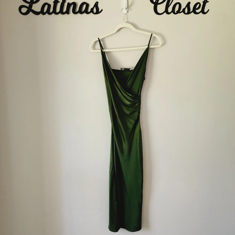 Zara Dark Green Midi Dress - Picture 4 of 14